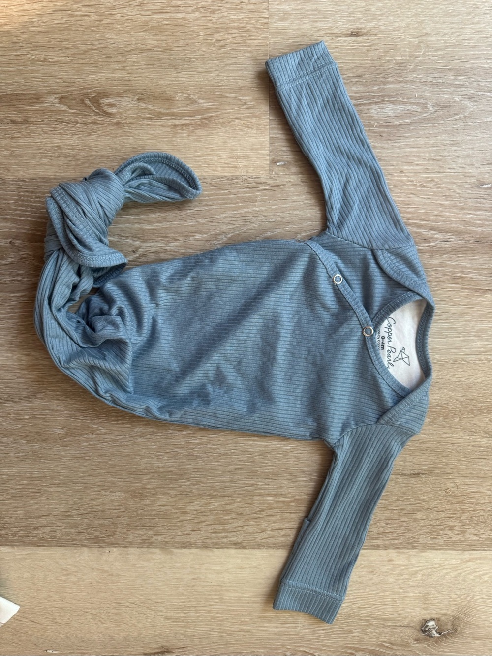 Copper Pearl Organic Ribbed Infant 0-4 Months Gown in Atlantic Blue